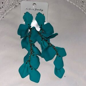 Long Acrylic Rose Petal Earrings Dangle Exaggerated Flower Earrings